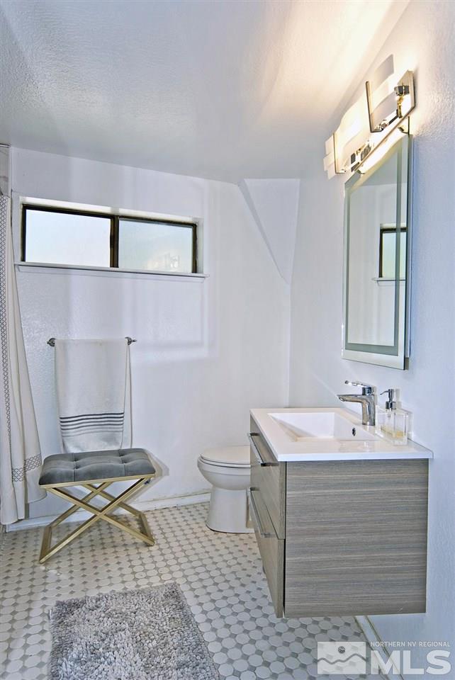 820 Hot Springs Road Markleeville, CA 96120 - Photo 29 of 36 a bathroom with a sink toilet and mirror