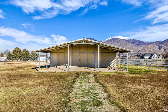 1060 West 2620th Street South Mapleton, UT 84664 - Photo 14 of 87 View of outdoor structure featuring an exterior structure and a mountain view