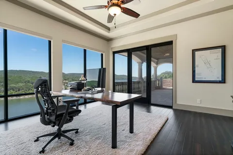a view of a terrace with sitting area