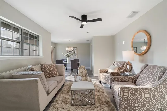 a living room with furniture