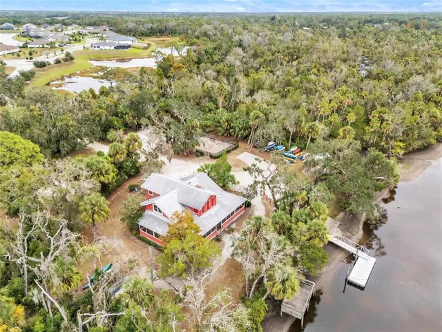 a view of lake with green space