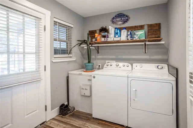 a utility room with dryer and washer