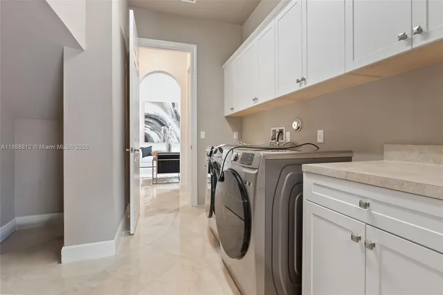 a workspace with furniture and a wooden floor
