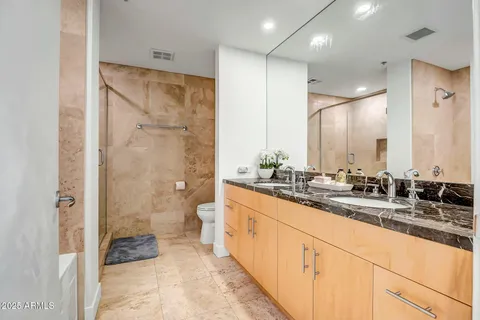 a bathroom with a bathtub