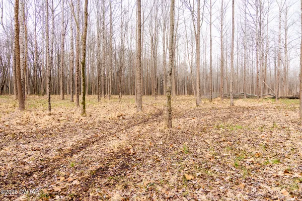 a view of wooden fence with trees in the background