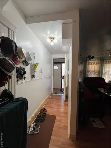 a view of workspace with wooden floor