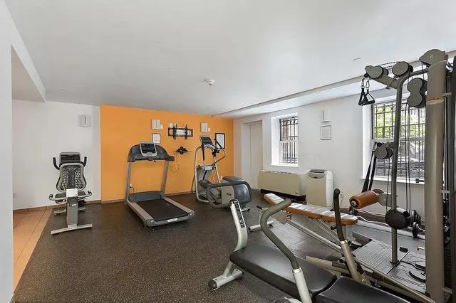 a view of a room with gym equipment