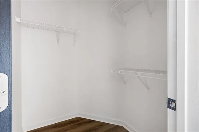 a view of small space with racks on the wall