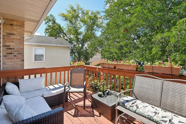 a view of a patio on the roof deck