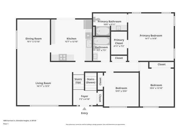 $399,900 | 1890 Harvest Lane, Glendale Heights, IL 60139