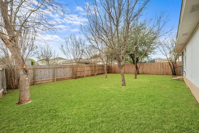 a view of garden with trees