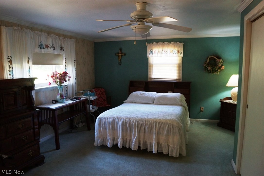 165 Major Road Northeast Minerva, OH 44657 - Photo 12 of 35 MASTER BEDROOM EXITS TO LARGE DECK WITH POND VIEW