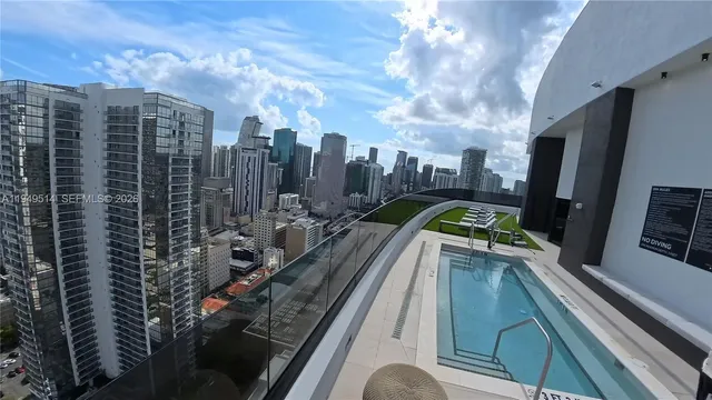 a view of a city from a balcony