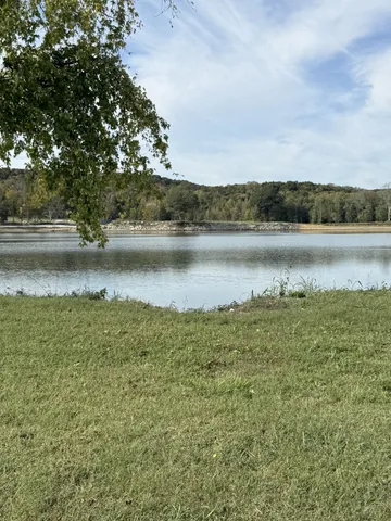 a view of a lake with a mountain in the background