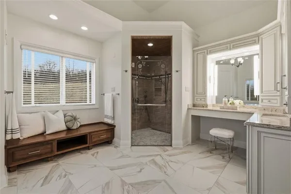 a bathroom with a shower