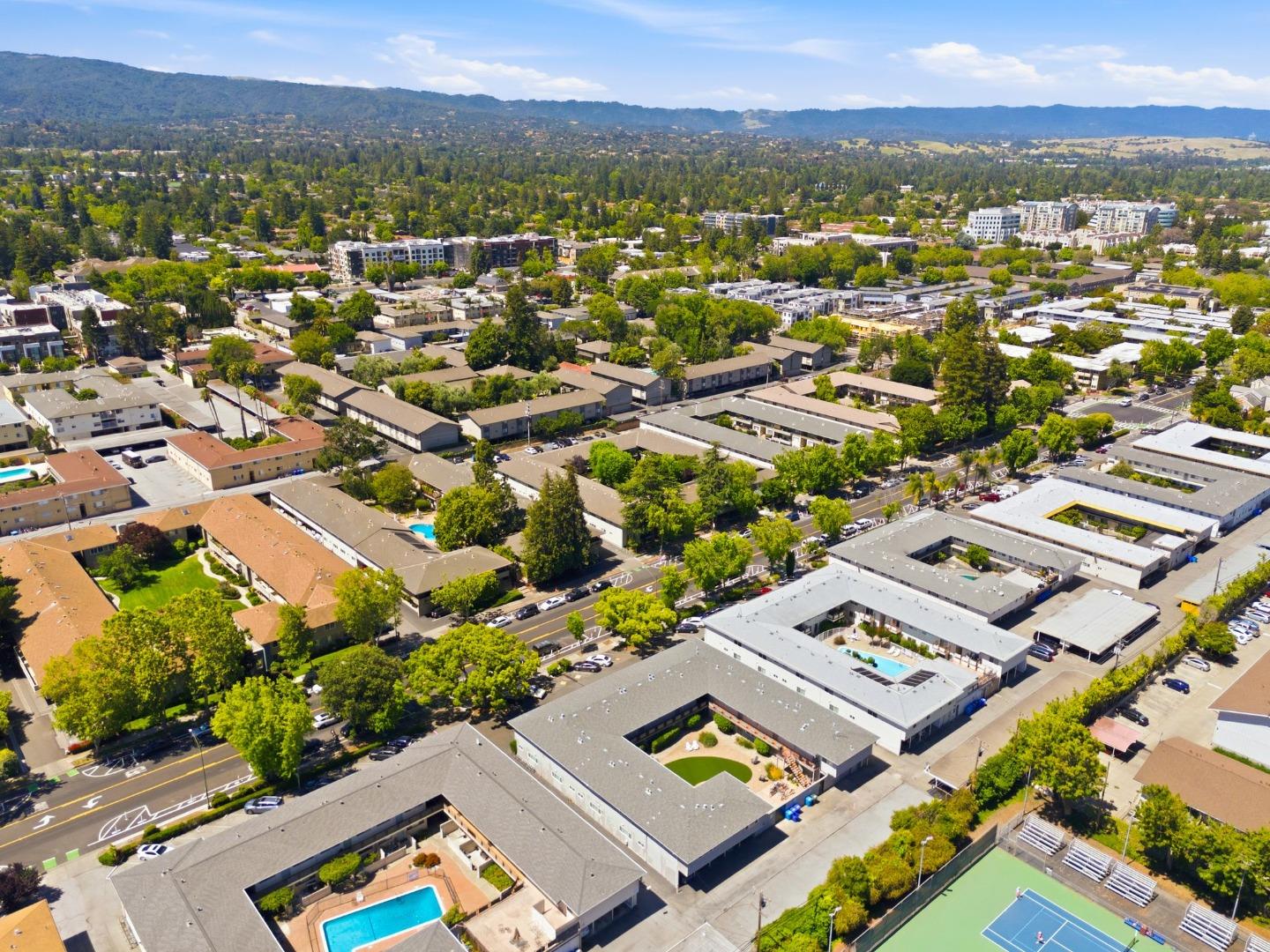 2025 California Street, Unit 40 Mountain View, CA 94040 - Photo 29 of 31 an aerial view of residential houses with outdoor space
