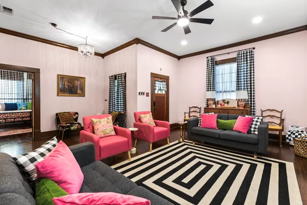 a living room with furniture and a couch