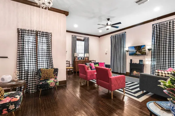 a living room with furniture