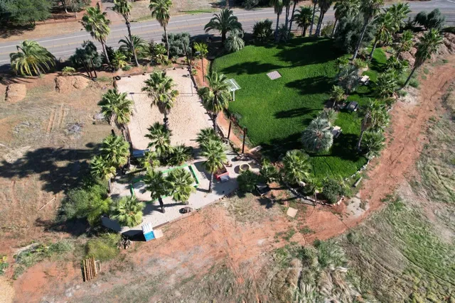 a view of a lake with a park