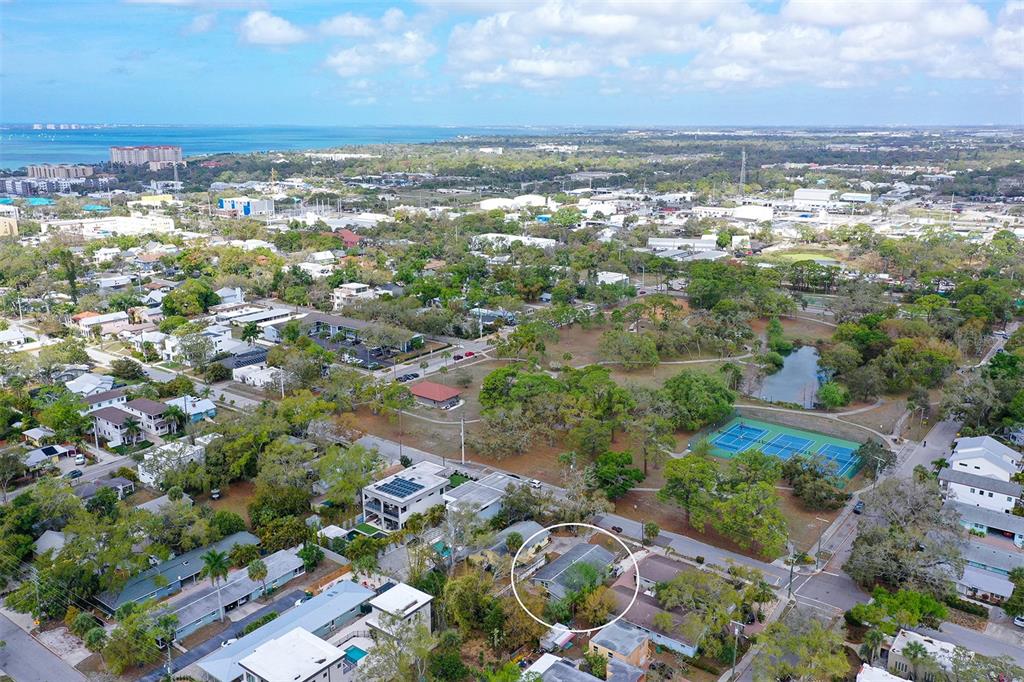 1860 7th Street Sarasota, FL 34236 - Photo 36 of 75 an aerial view of a city with lots of residential buildings