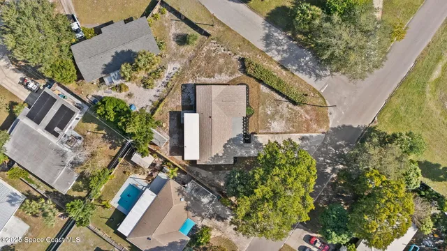 an aerial view of a house