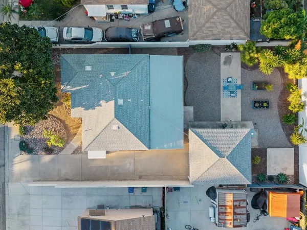 an aerial view of a house