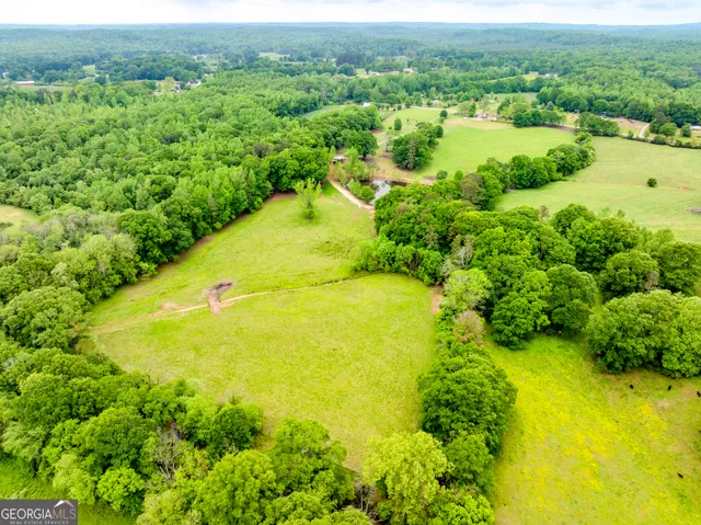 a view of a swimming pool with a yard