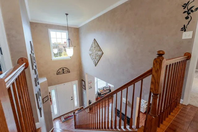 a view of a park with a houses