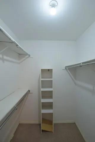 a view of an empty walk in closet