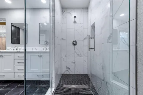 a bathroom with a shower