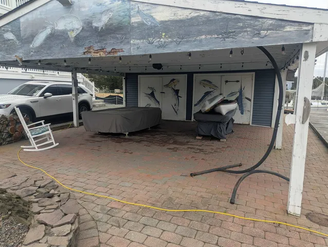 a view of swimming pool with a lake view