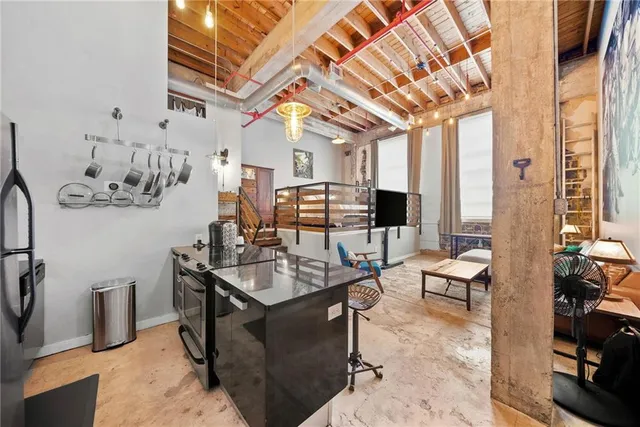 a living room with furniture