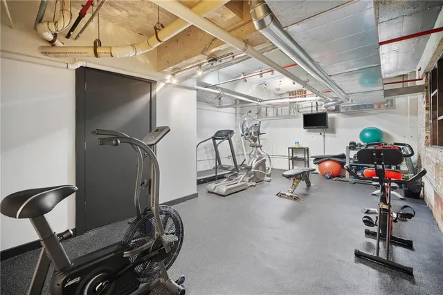 a view of a room with gym equipment