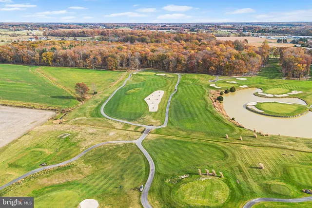 an aerial view of a pool