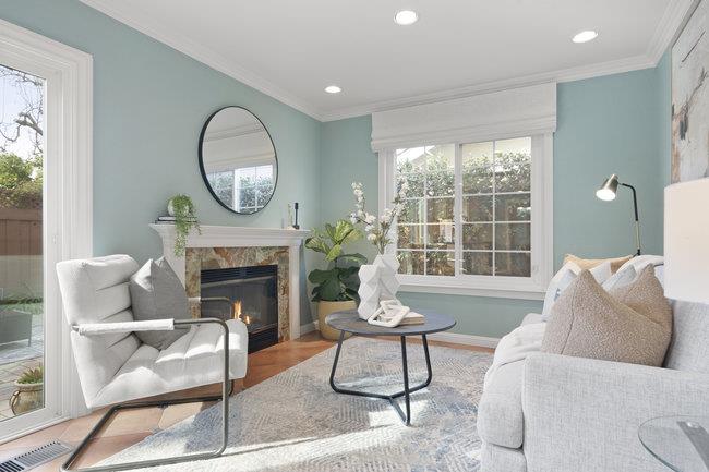 122 Jaybee Place San Jose, CA 95123 - Photo 18 of 40 a living room with furniture a fireplace and a large window