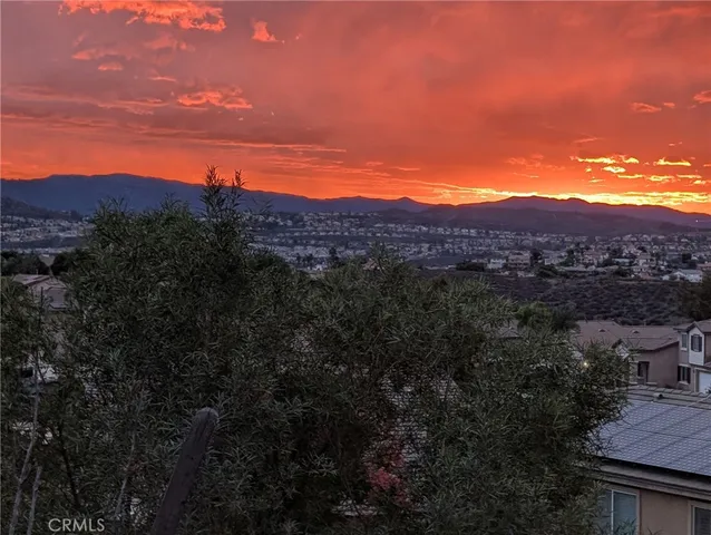 a view of a city with sunset view