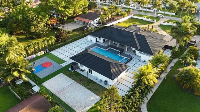 an aerial view of a house