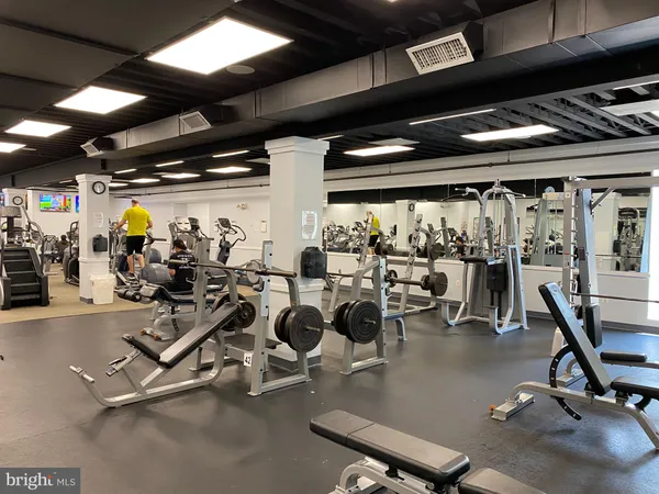 a view of a room with gym equipment
