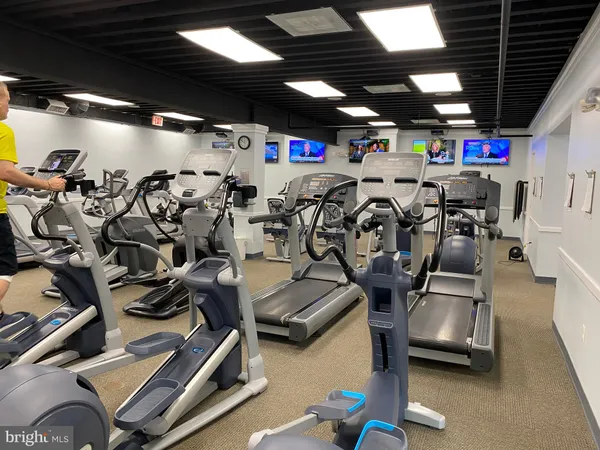 a view of a room with gym equipment