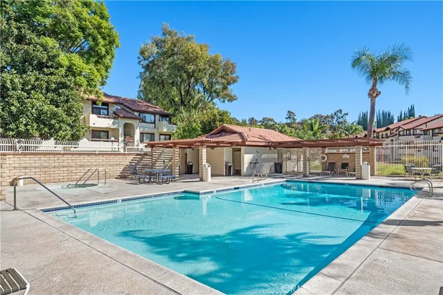 a view of a park with palm trees