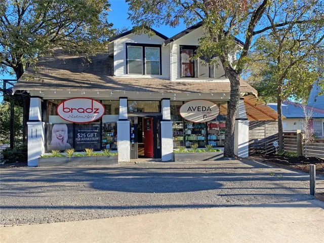 a front view of a building with street