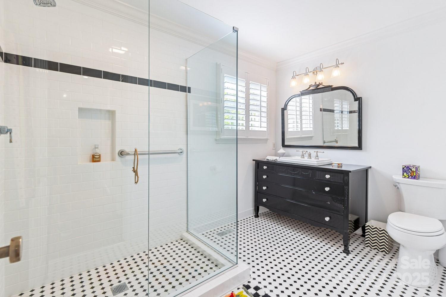 15 Busbee Road Biltmore Forest, NC 28803 - Photo 17 of 24 a bathroom with a toilet a sink and a mirror