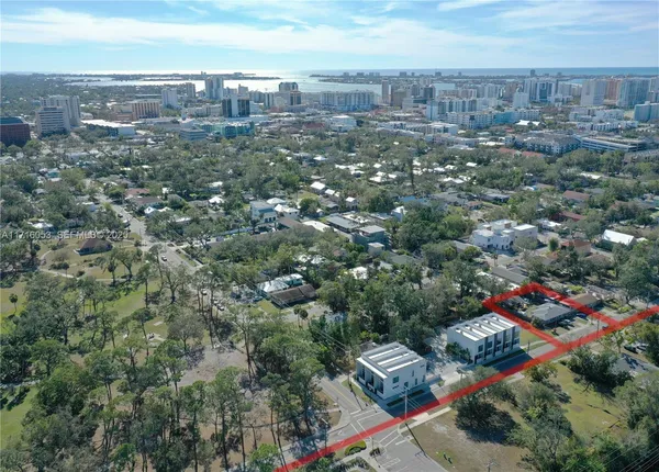 an aerial view of multiple house