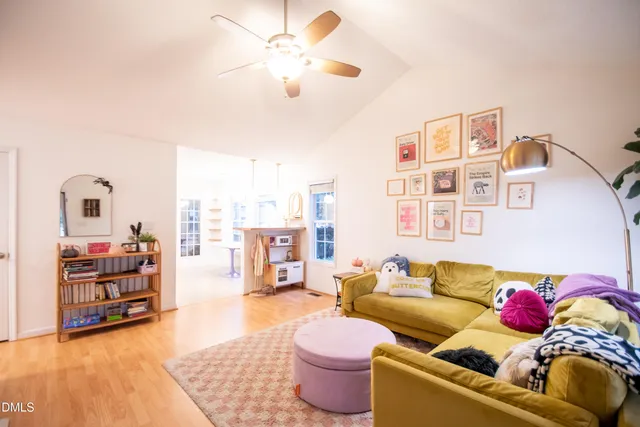 a living room with furniture and a couch