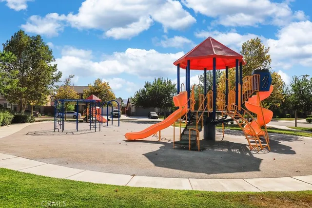 a view of a park with slide