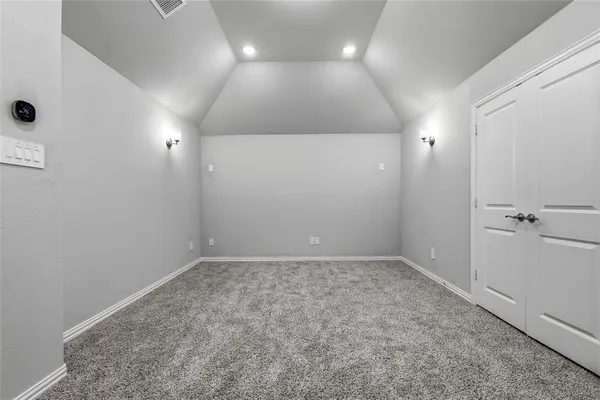 an empty room with a workbench