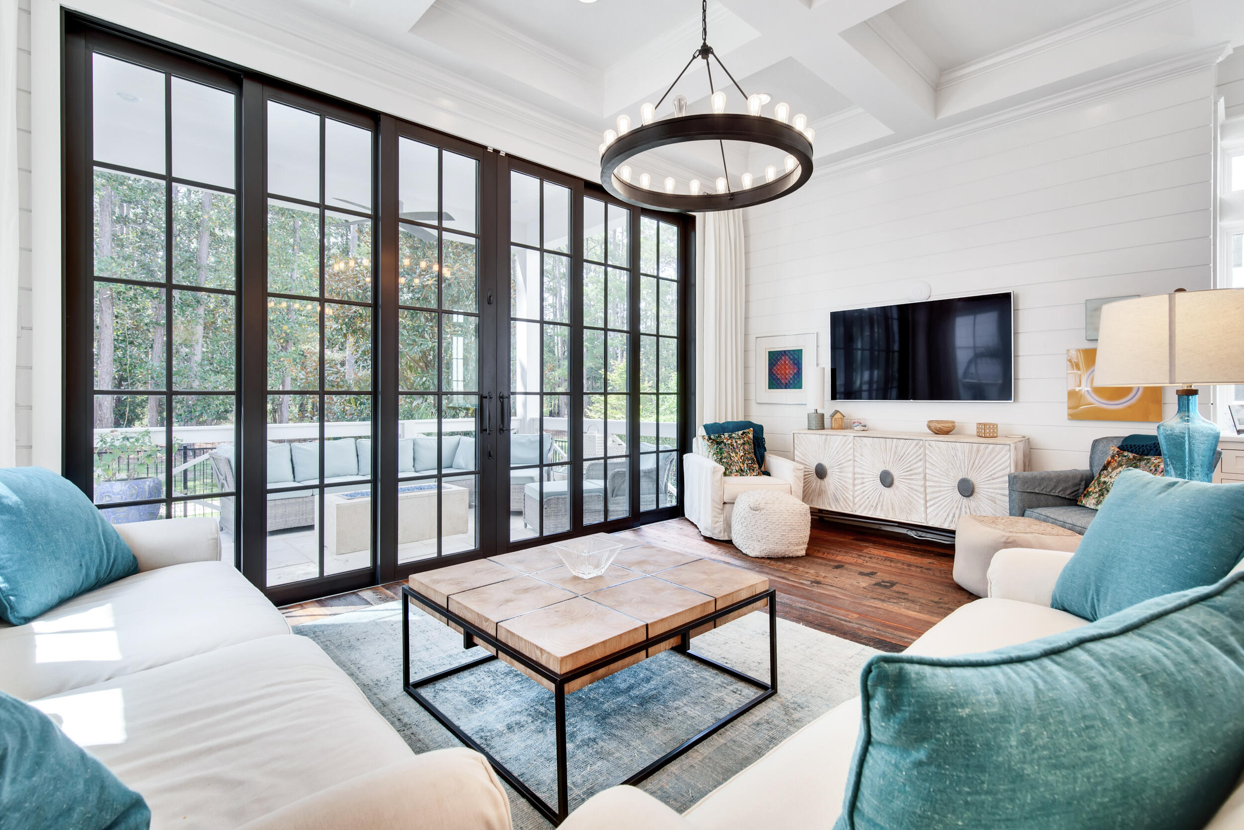 29 Bennett Santa Rosa Beach, FL 32459 - Photo 12 of 60 a living room with furniture a flat screen tv and a large window