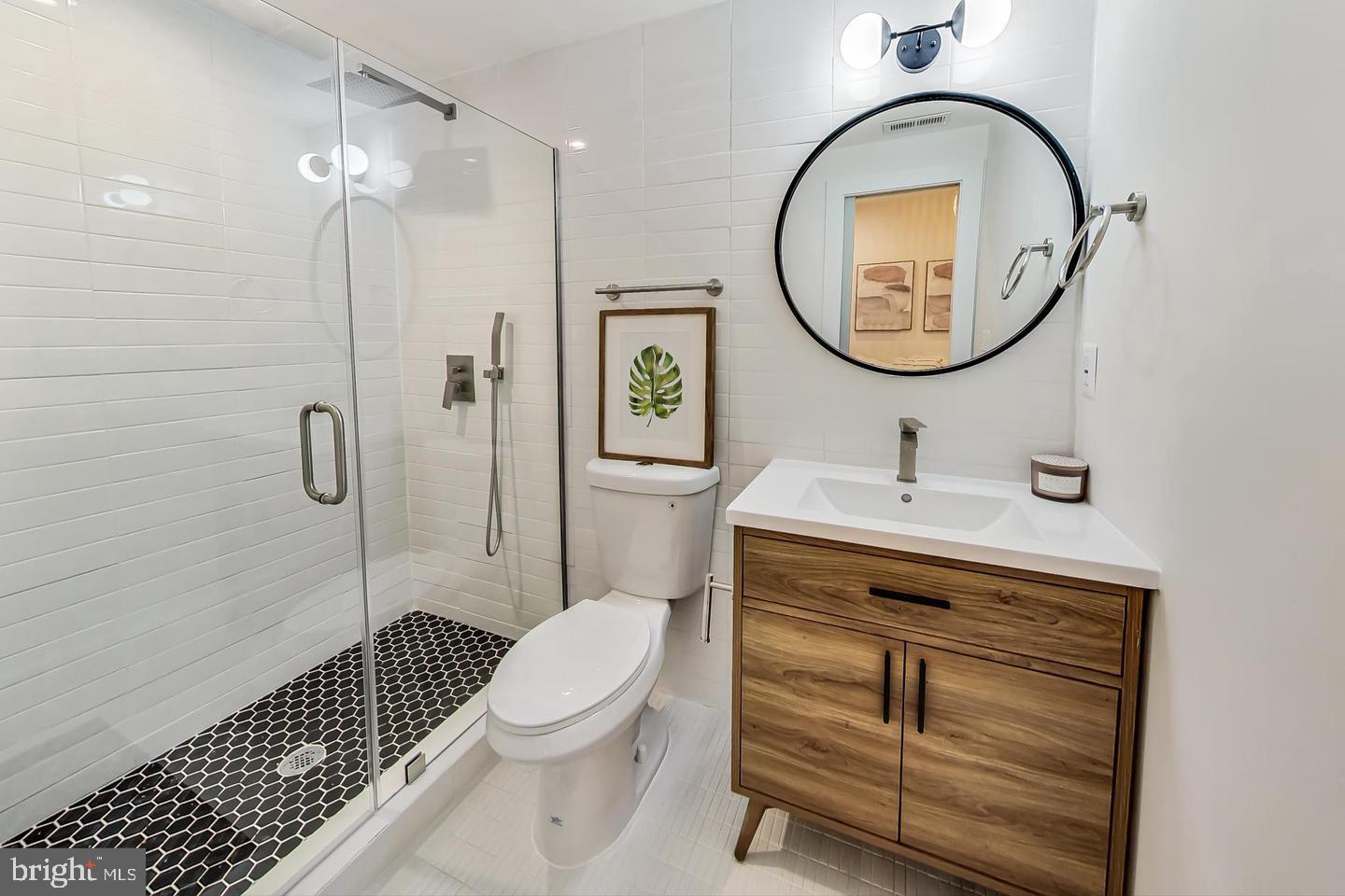 428 Evarts Street Northeast, Unit 2 Washington, DC 20017 - Photo 12 of 37 a bathroom with a toilet a sink and a mirror