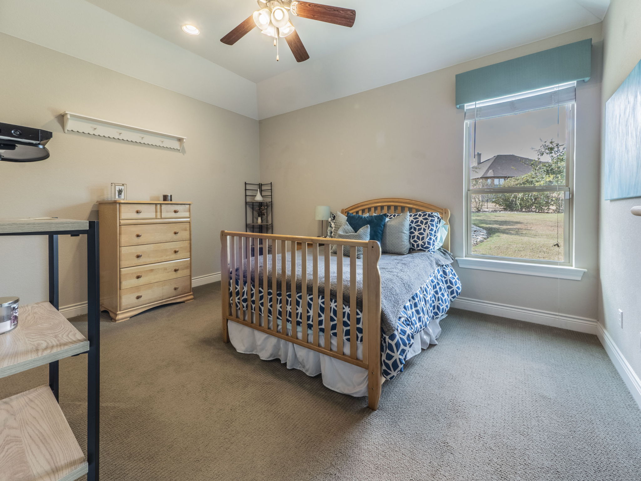 205 Standing Oak Drive Georgetown, TX 78633 - Photo 22 of 40 Carpeted bedroom with ceiling fan and recessed lighting