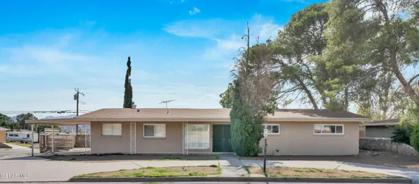 a front view of a house with a garden and tree